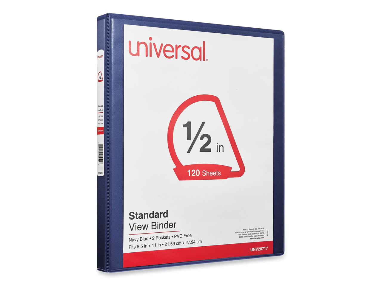 Universal Slant DRing View 3 Ring Binder 0.5" Capacity 11 x 8.5