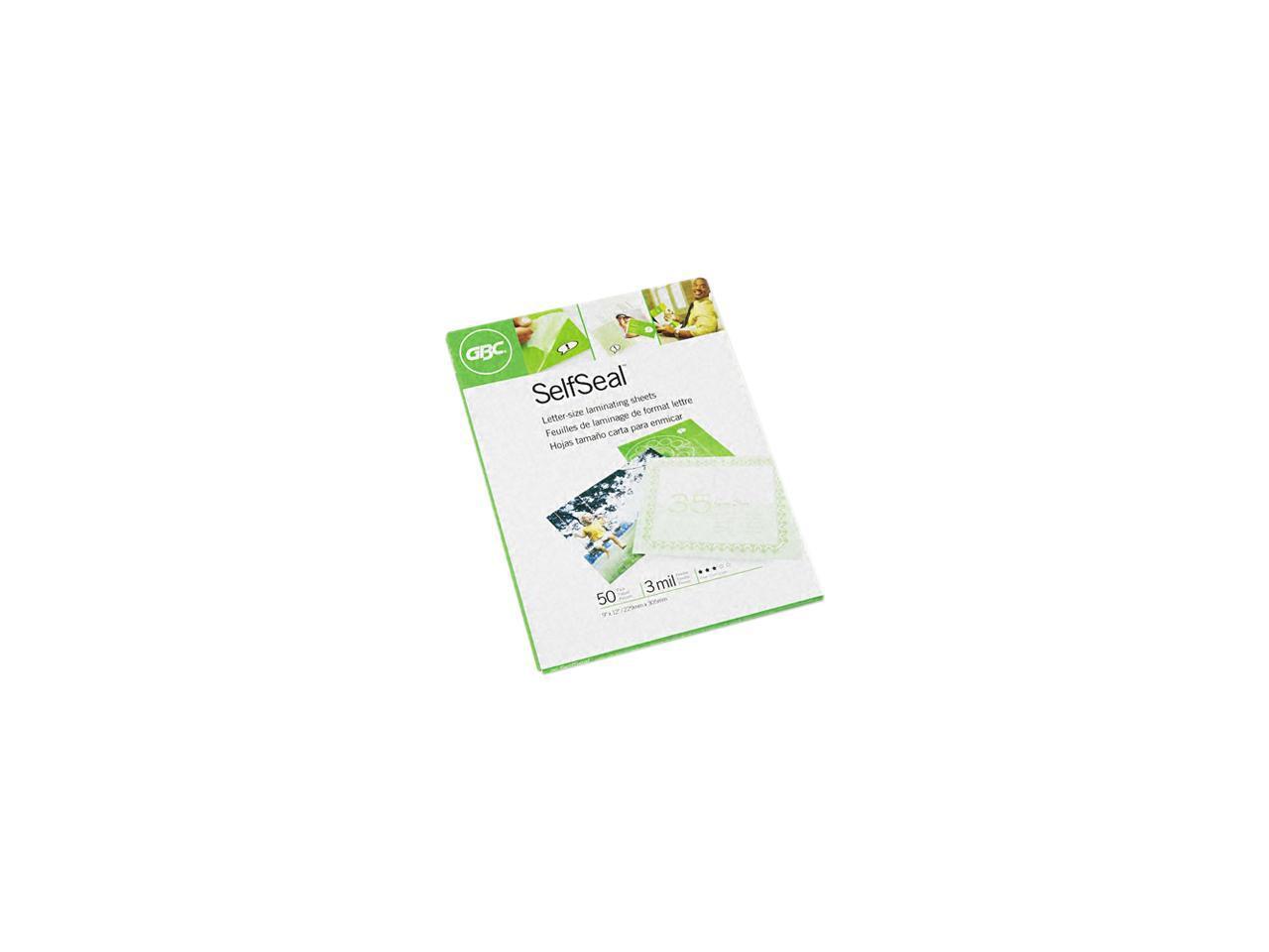 3747307 GBC SelfSeal LetterSize Laminating Pouches, 3 mil, 9 x 12, 50