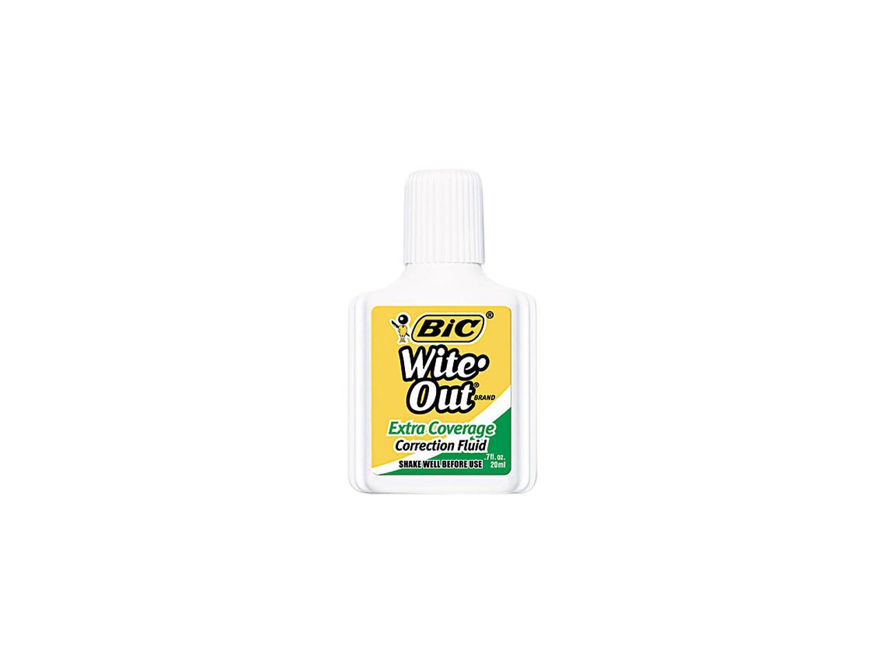 BIC WOFEC12WE WiteOut Extra Coverage Correction Fluid, 20 ml Bottle
