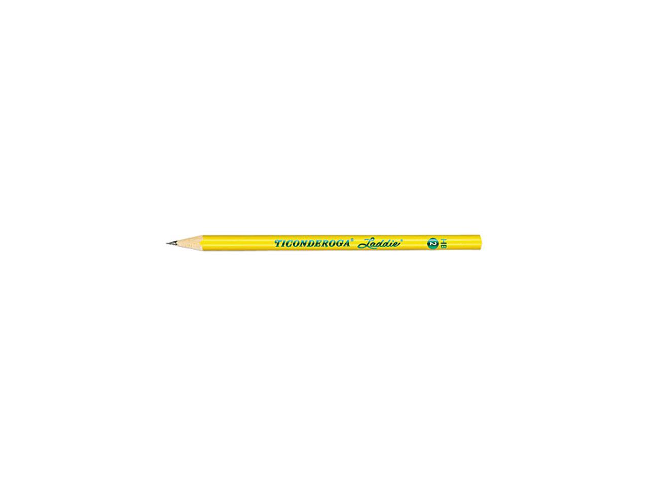 Dixon 13040 Ticonderoga Laddie Woodcase Pencil w/o Eraser, HB 2, Yellow Barrel, Dozen