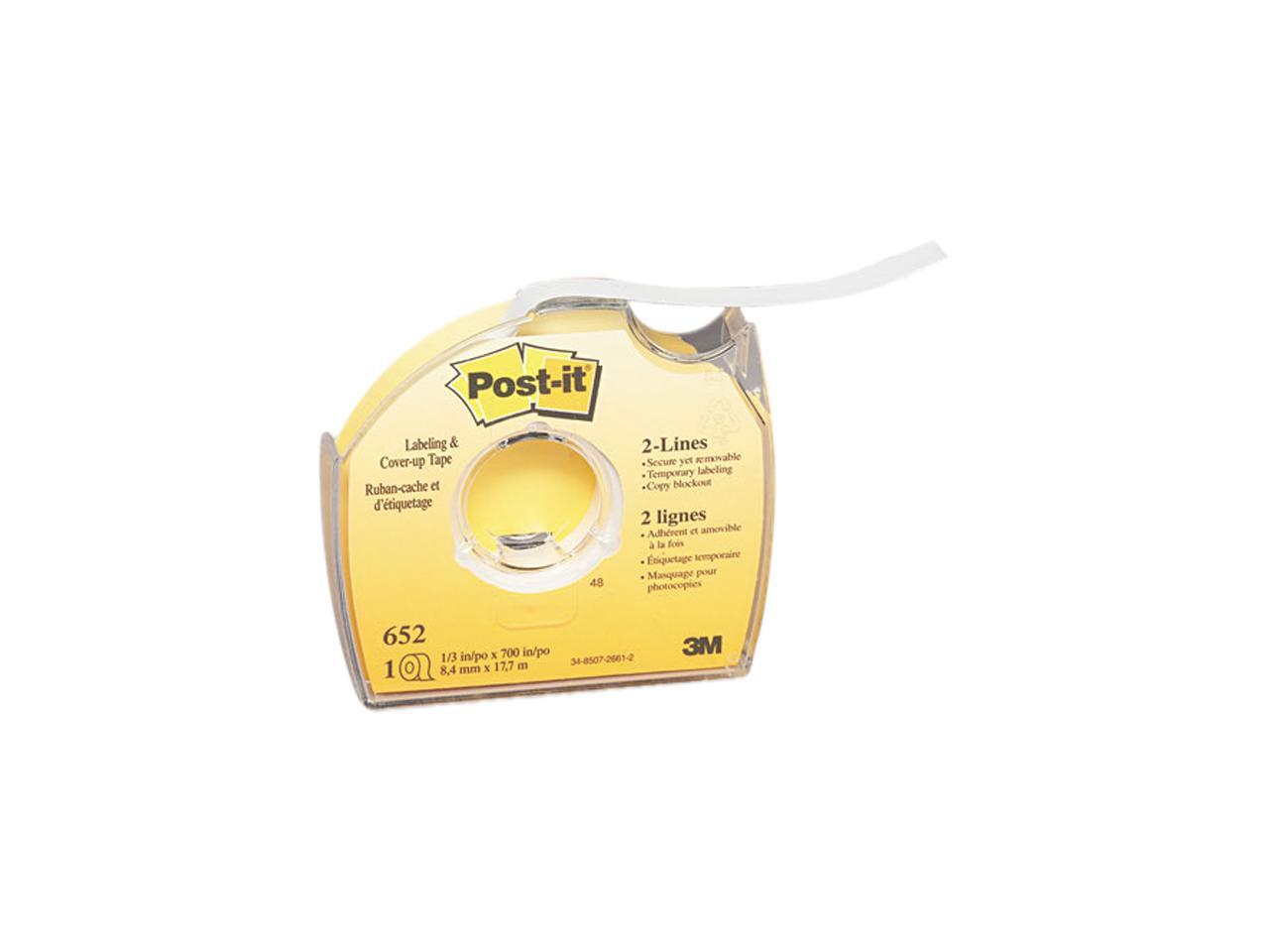 Postit 652 Removable CoverUp Tape, NonRefillable, 1/3" x 700" Roll