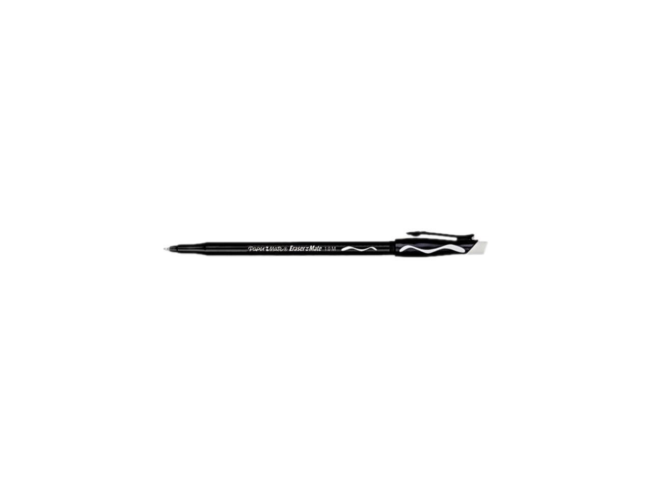 Paper Mate Eraser Mate Stick Ballpoint Pen, Black Barrel/Ink, Med Pt, 1