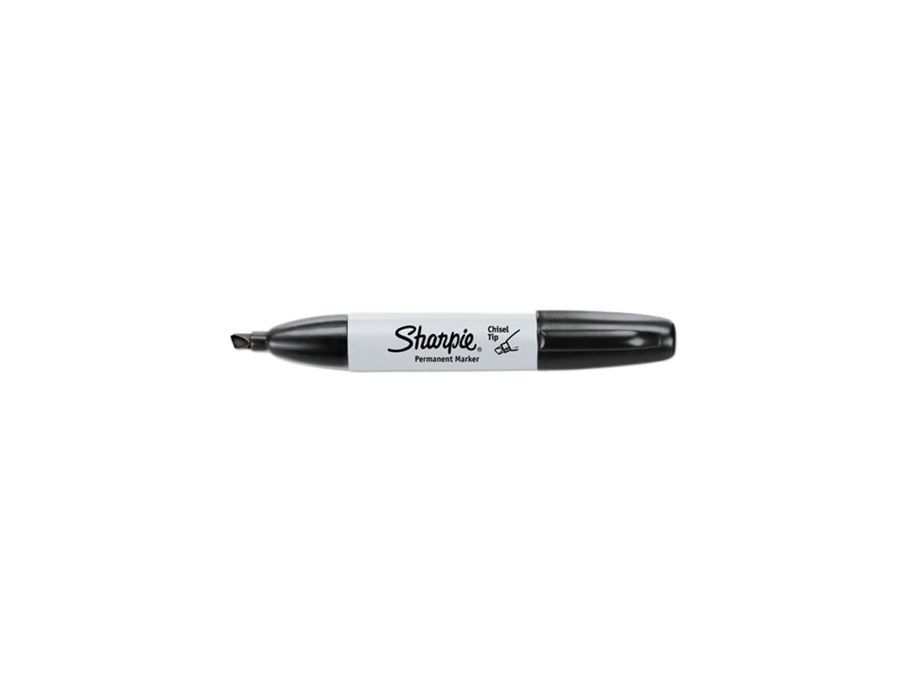 Sharpie 38201 Permanent Marker, 5.3mm Chisel Tip, Black, 12/Pack