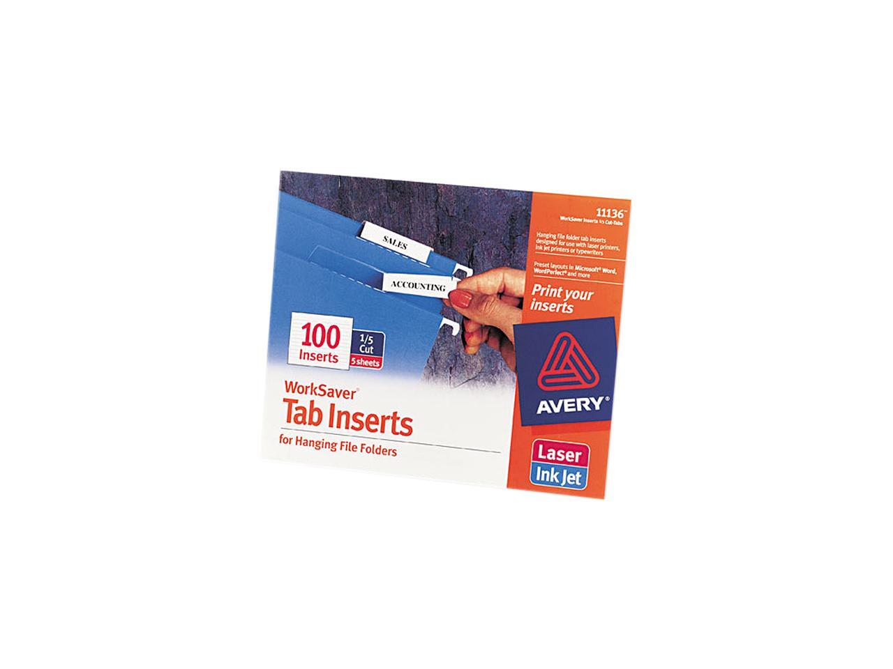 Avery 11136 Printable Inserts For Hanging File Folders 1 5 Tab Two 