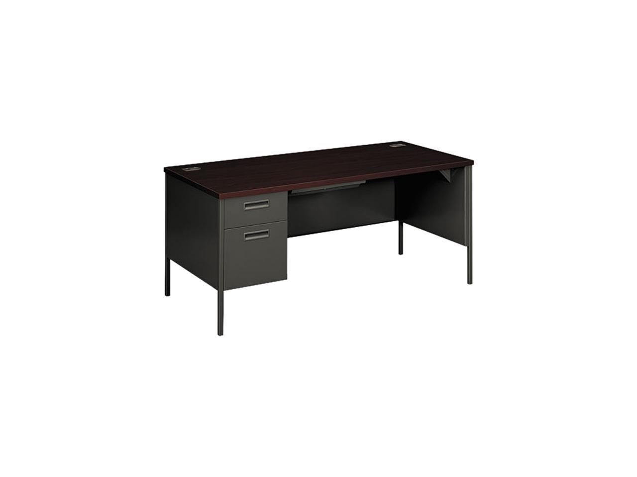 HON Metro Classic Left Pedestal Workstation Desk, 66w x 30d, Mahogany