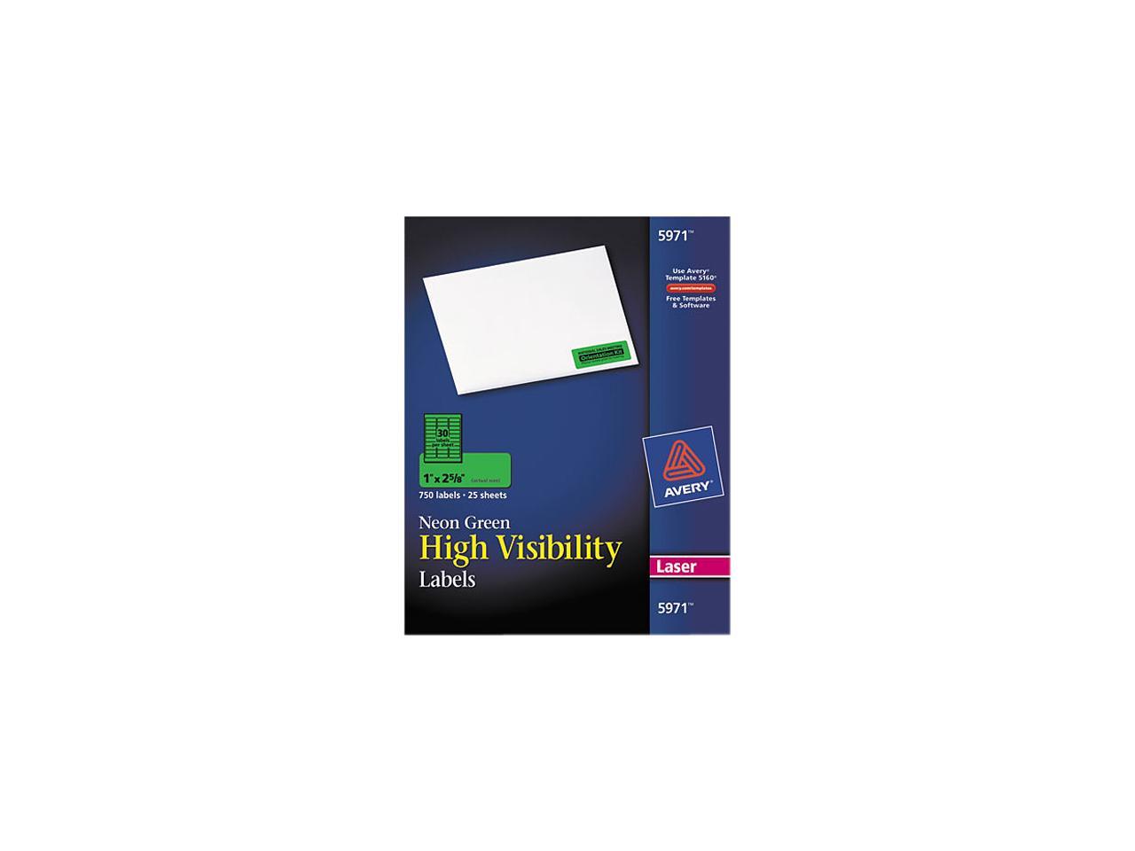 Avery HighVisibility Labels, Permanent Adhesive, Neon Green, 1" x 25/