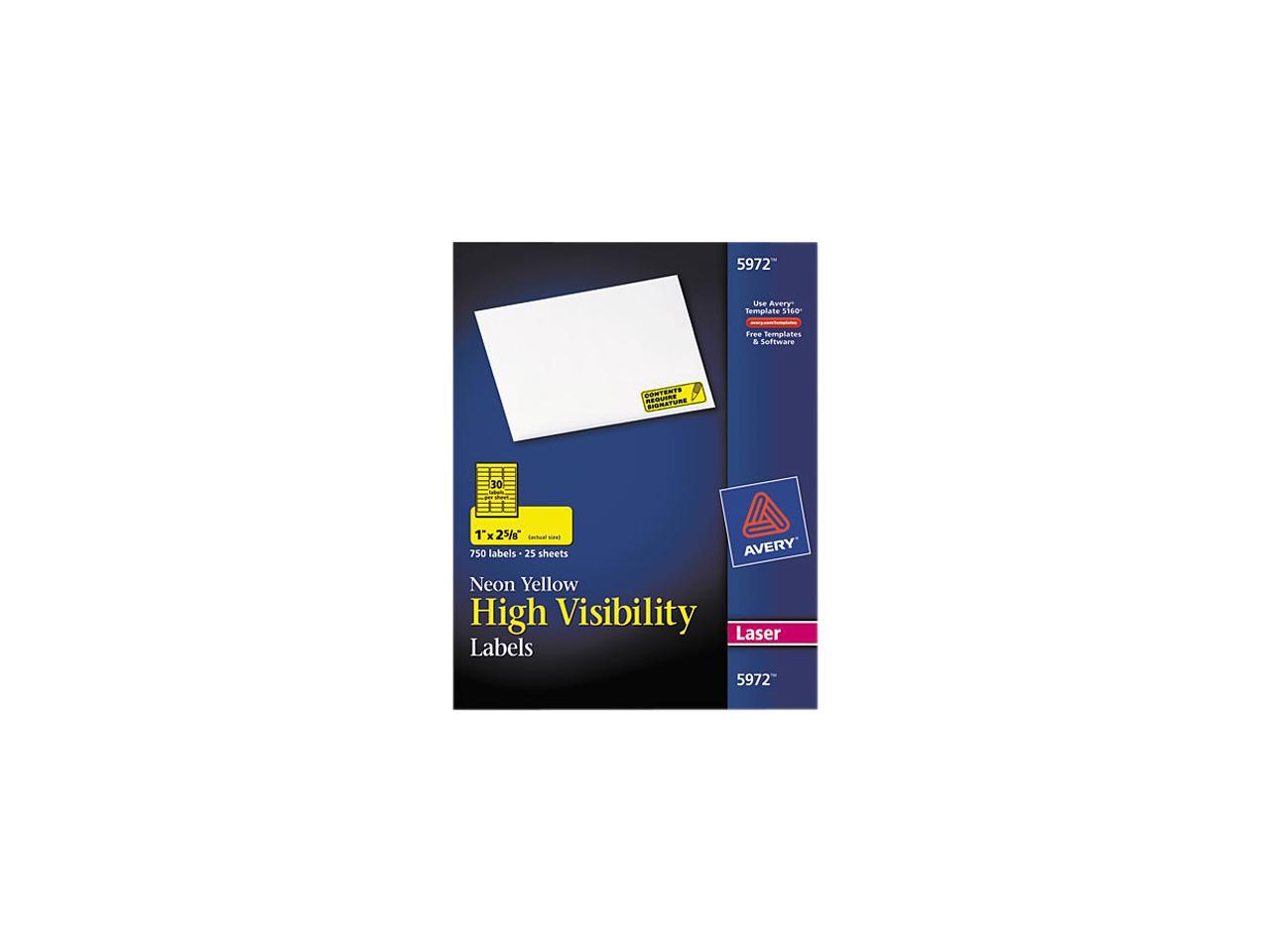 Avery HighVisibility Labels, Permanent Adhesive, Neon Yellow, 1" x 25