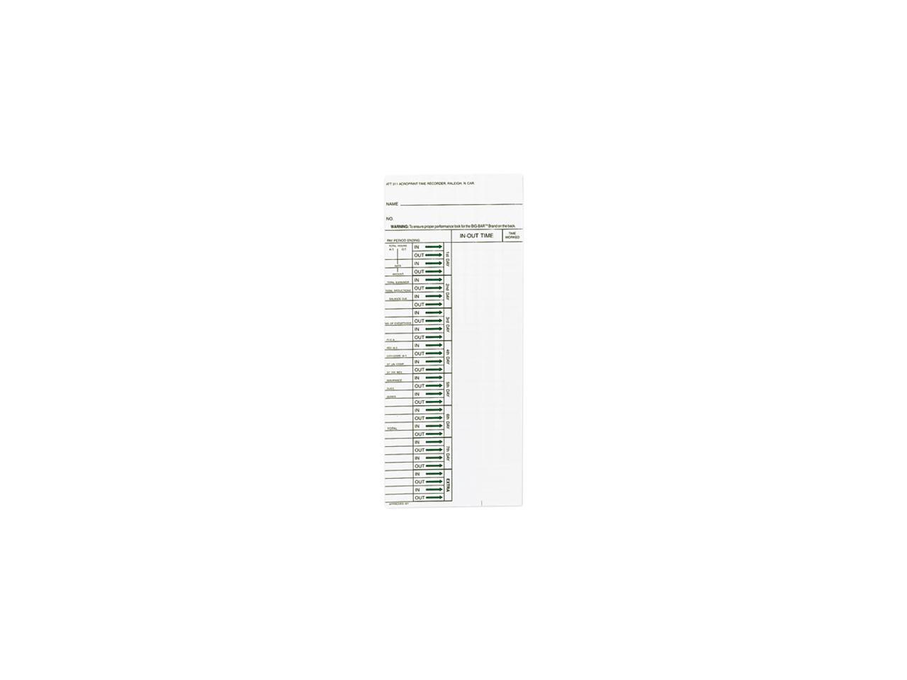 Acroprint Time Recorder 096103080 Time Card for Model ATT310