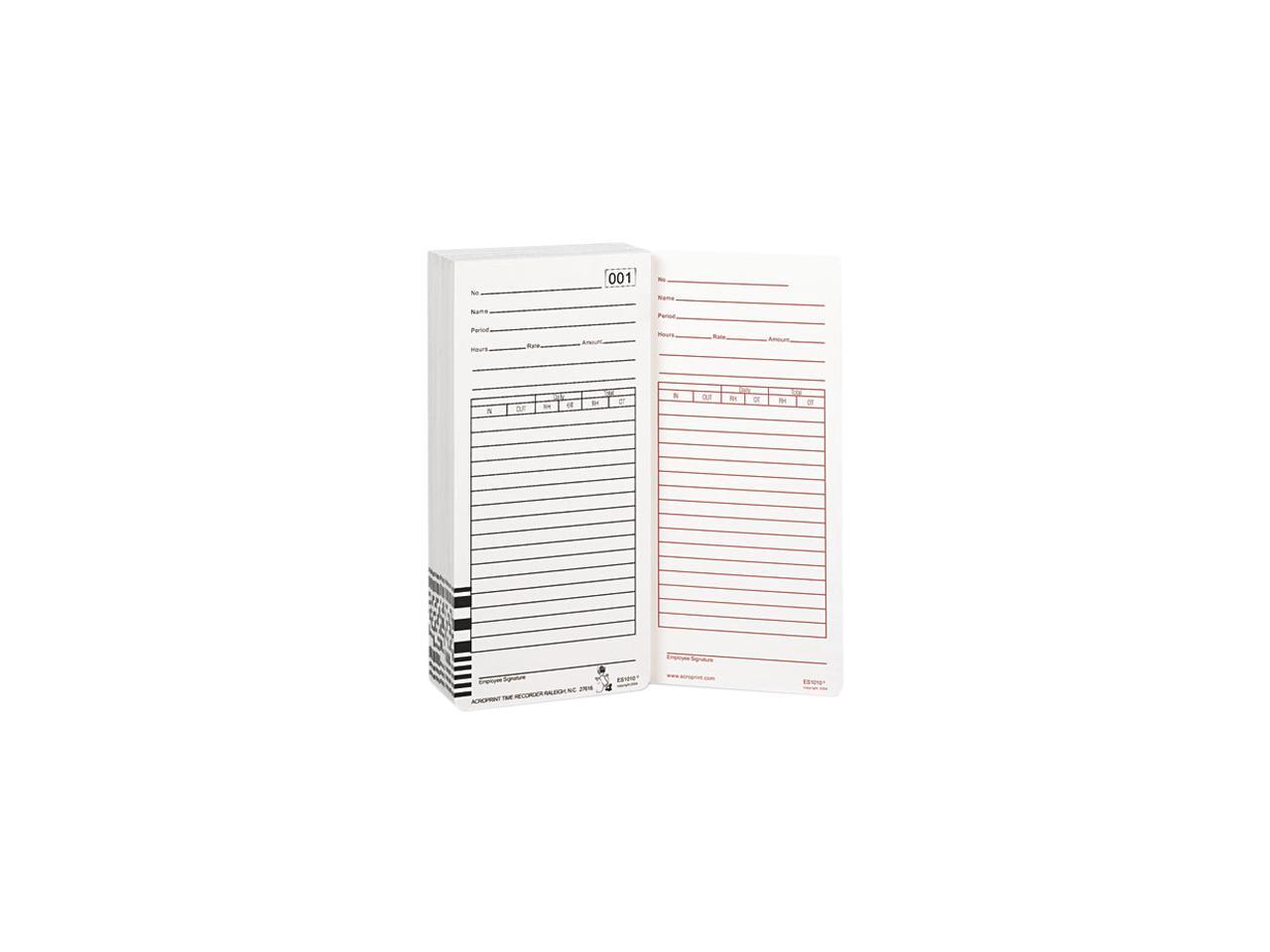 Acroprint Time Recorder 099111000 Time Card for Es1000 Electronic