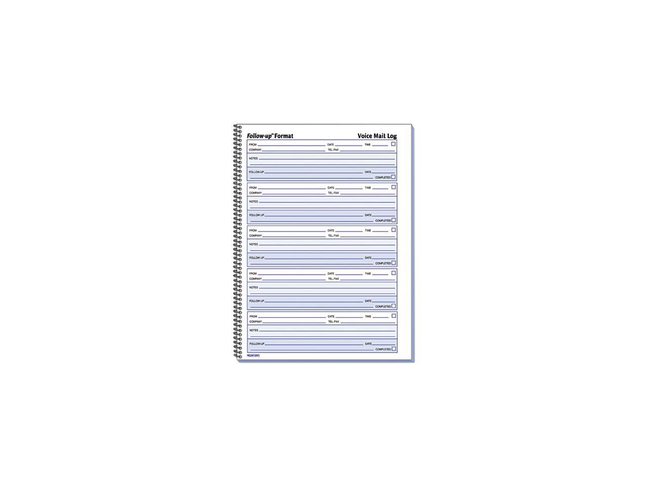 Rediform 51114 Voice Mail Wirebound Log Books, 8 x 10-5/8, 500 Sets ...