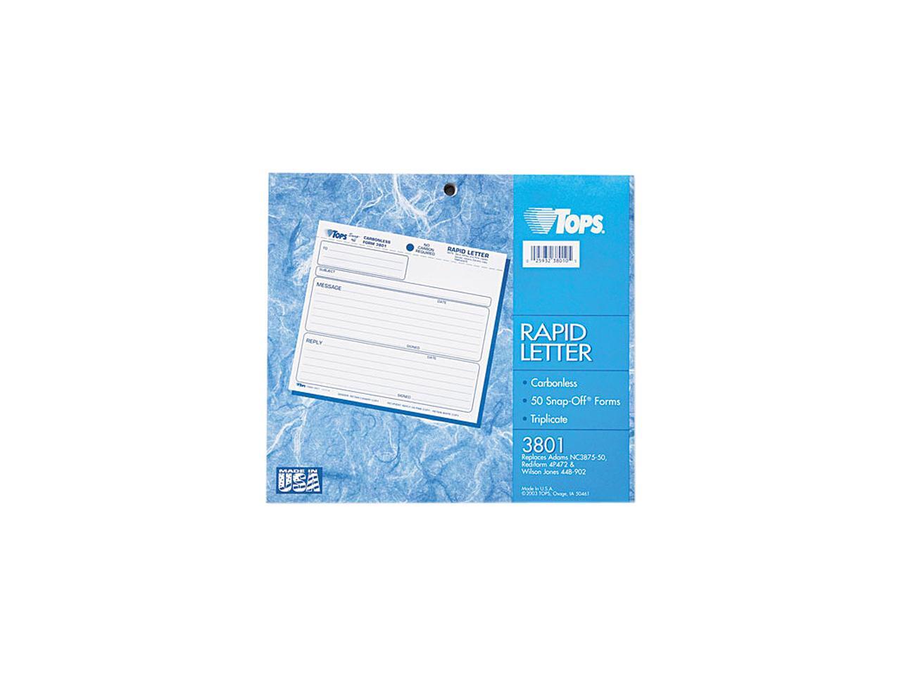 Tops 3801 Snap-Off ® Message Reply Form Rapid Letter Message Memos Form ...