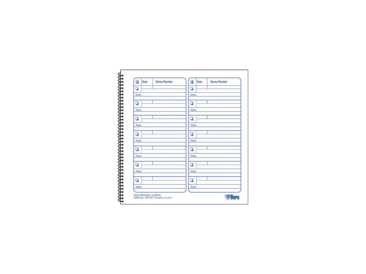 Tops 44165 Voice Mail Log Book, 8-1/2 X 8-1/4, 1,400-Message Book ...