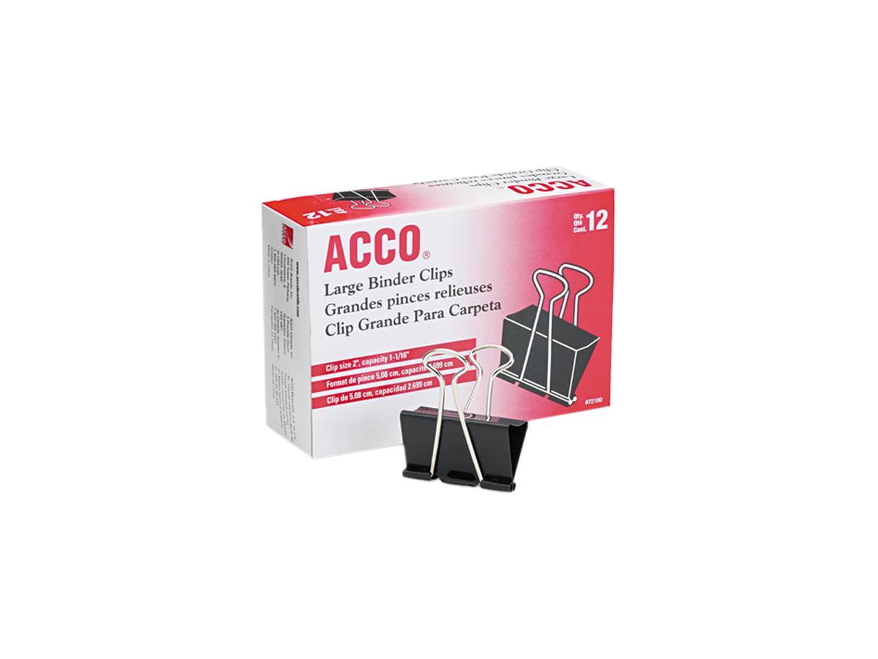 Acco 72100 Large Binder Clips, Steel Wire, 5/16