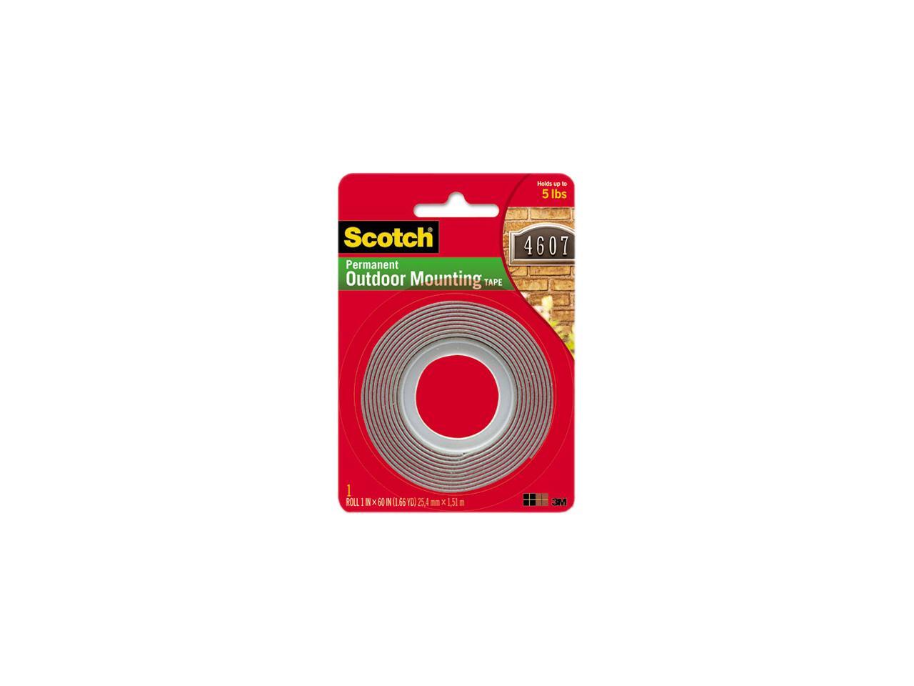 3M Exterior WeatherResistant DoubleSided Tape, 1 x 60, Gray w/Red