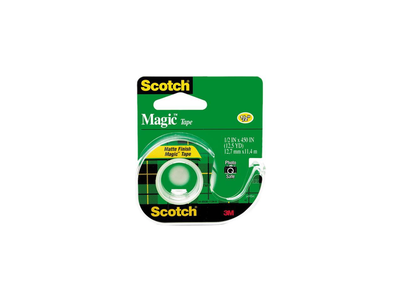 Scotch Magic Tape W/ Dispenser Refillable 104 Matte 1/2X450 Transparent 6-Pack 