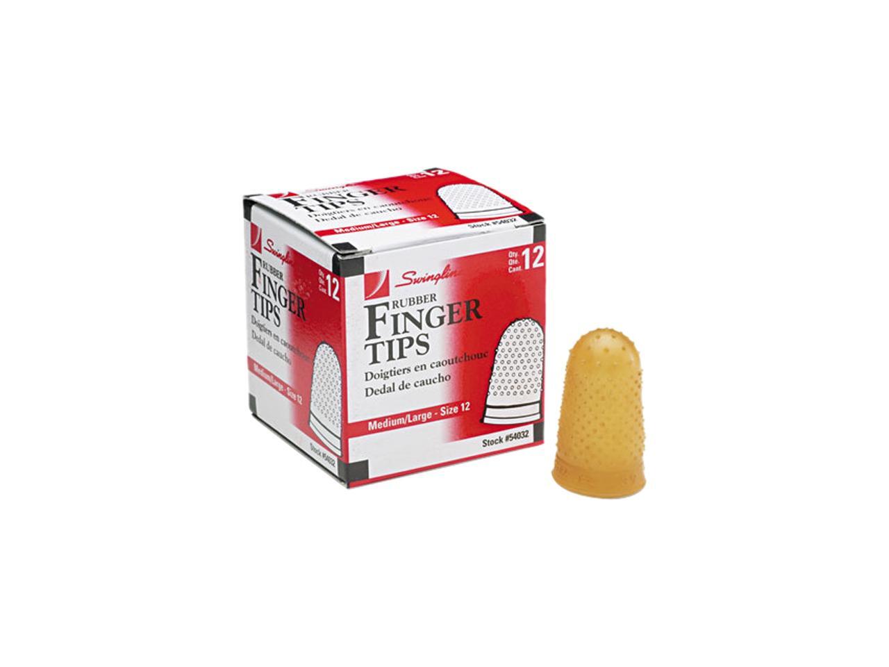 Swingline 54032 Rubber Finger Tips, Size 12, Medium/Large, Amber, 12