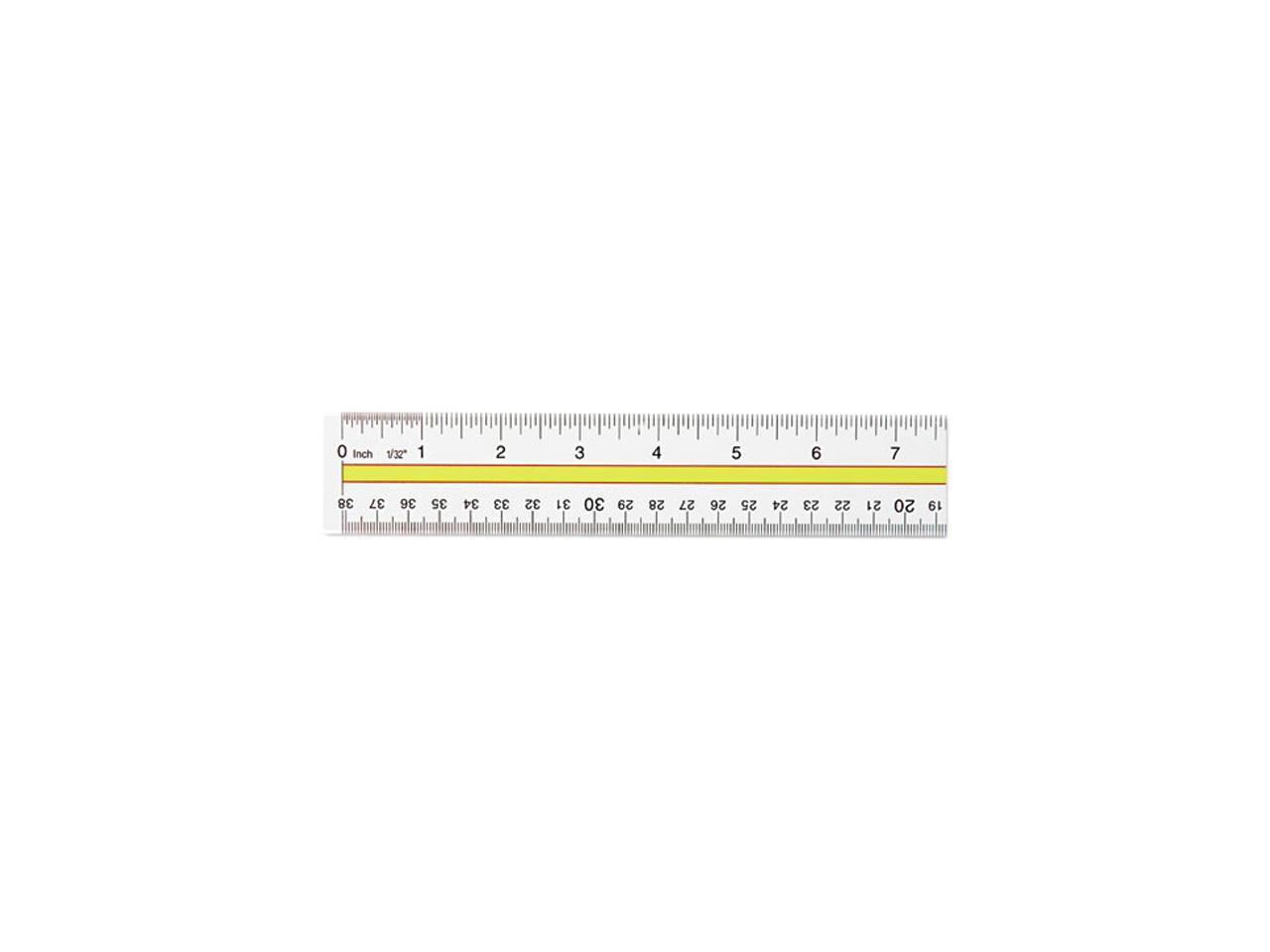 Westcott 10580 Highlighting Data Beveled Plastic Ruler, 15", Clear
