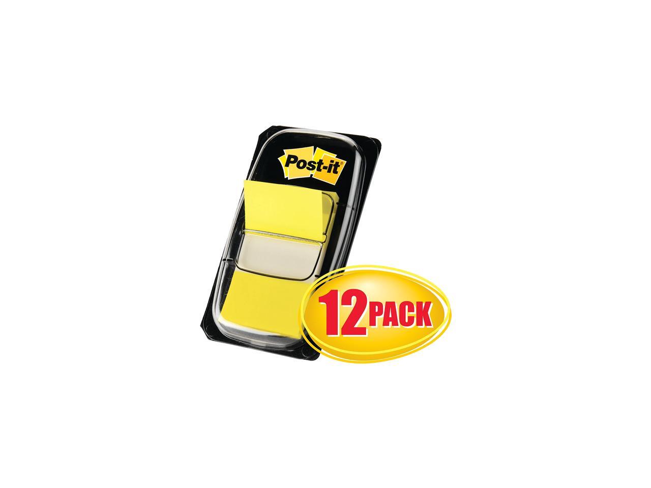 Postit 680YW12 Flags Value Pack, Yellow, 1 in Wide, 50/Dispenser, 12