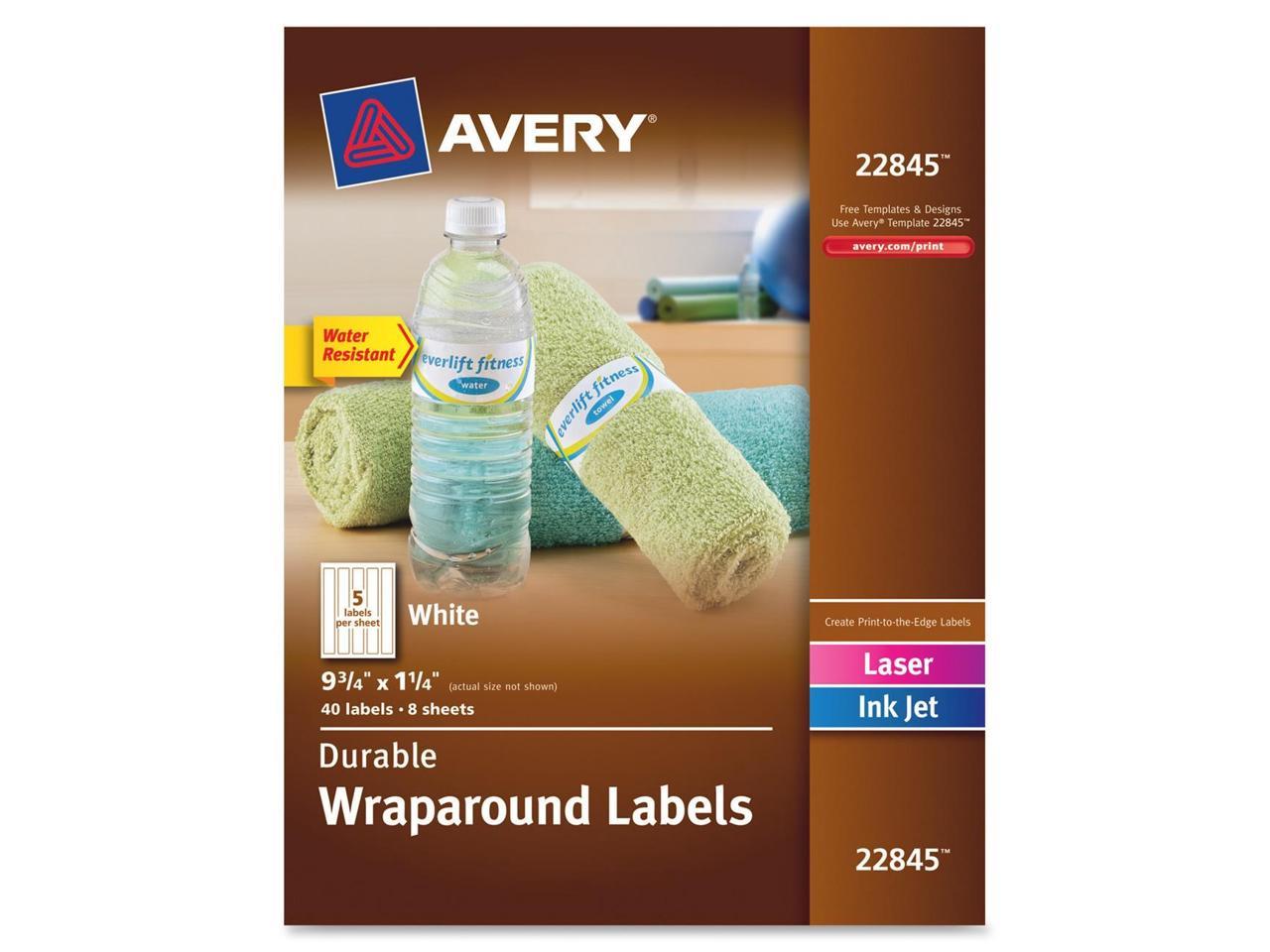 Avery Water-Resistant Wraparound Labels, Permanent Adhesive, 9.75