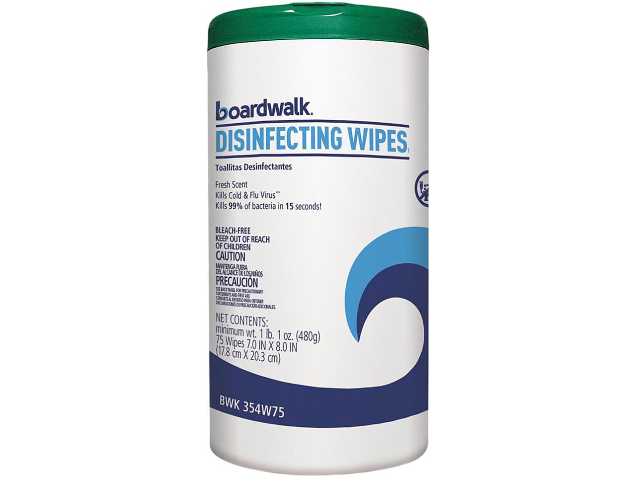 Boardwalk BWK454W75 Disinfecting Wipes, 8" x 7", Fresh Scent, 75