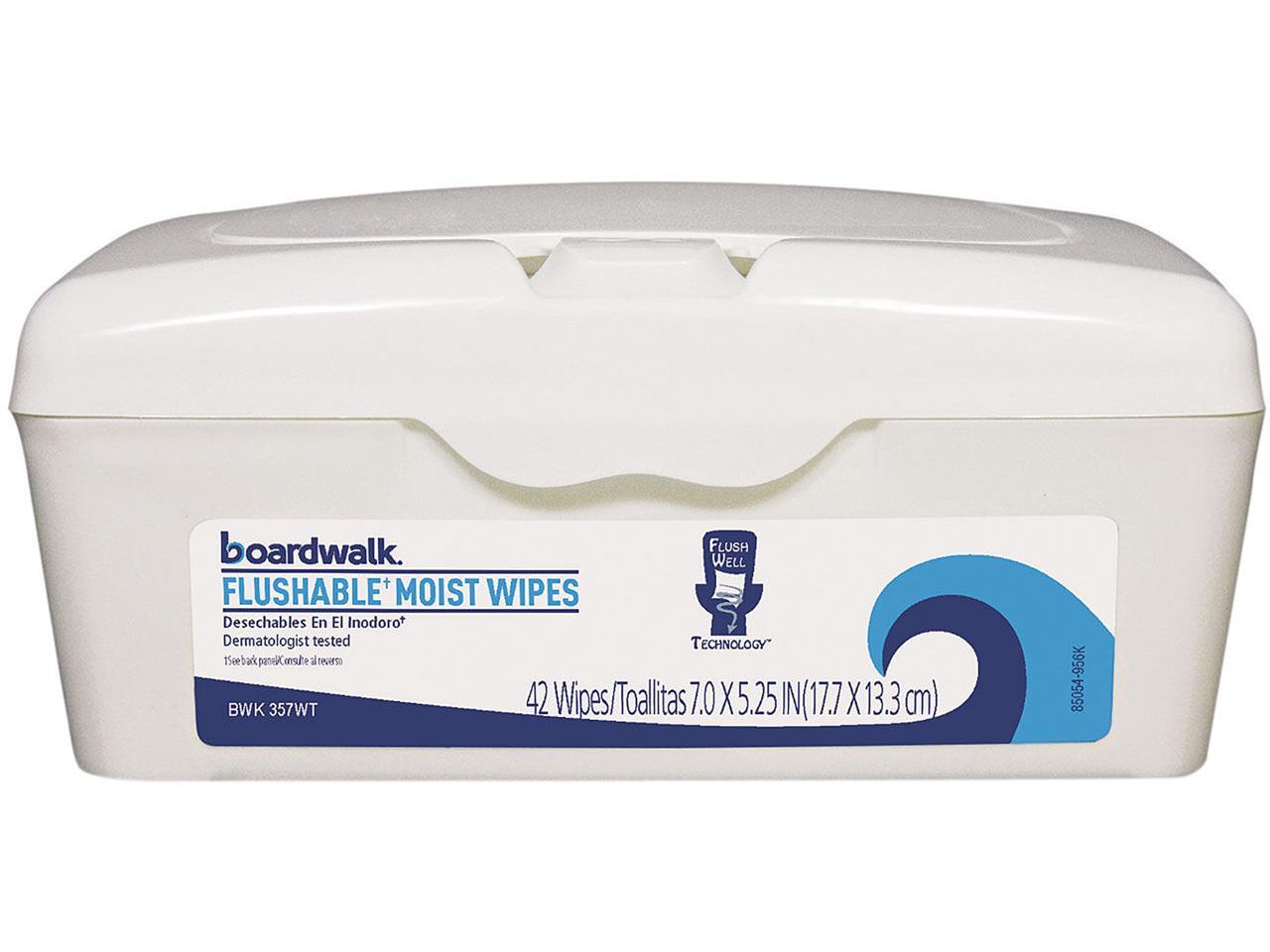 Boardwalk BWK457WTEA Flushable Moist Wipes, 7 x 5 1/4, Fresh Scent, 42