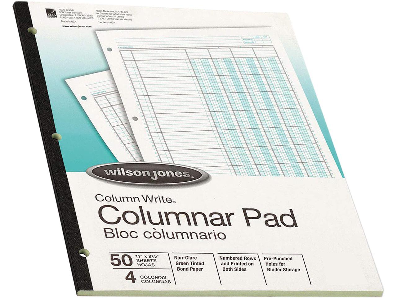 Wilson Jones WG7204A Column Write Pads, 8 1/2" x 11", 41 Lines, 4