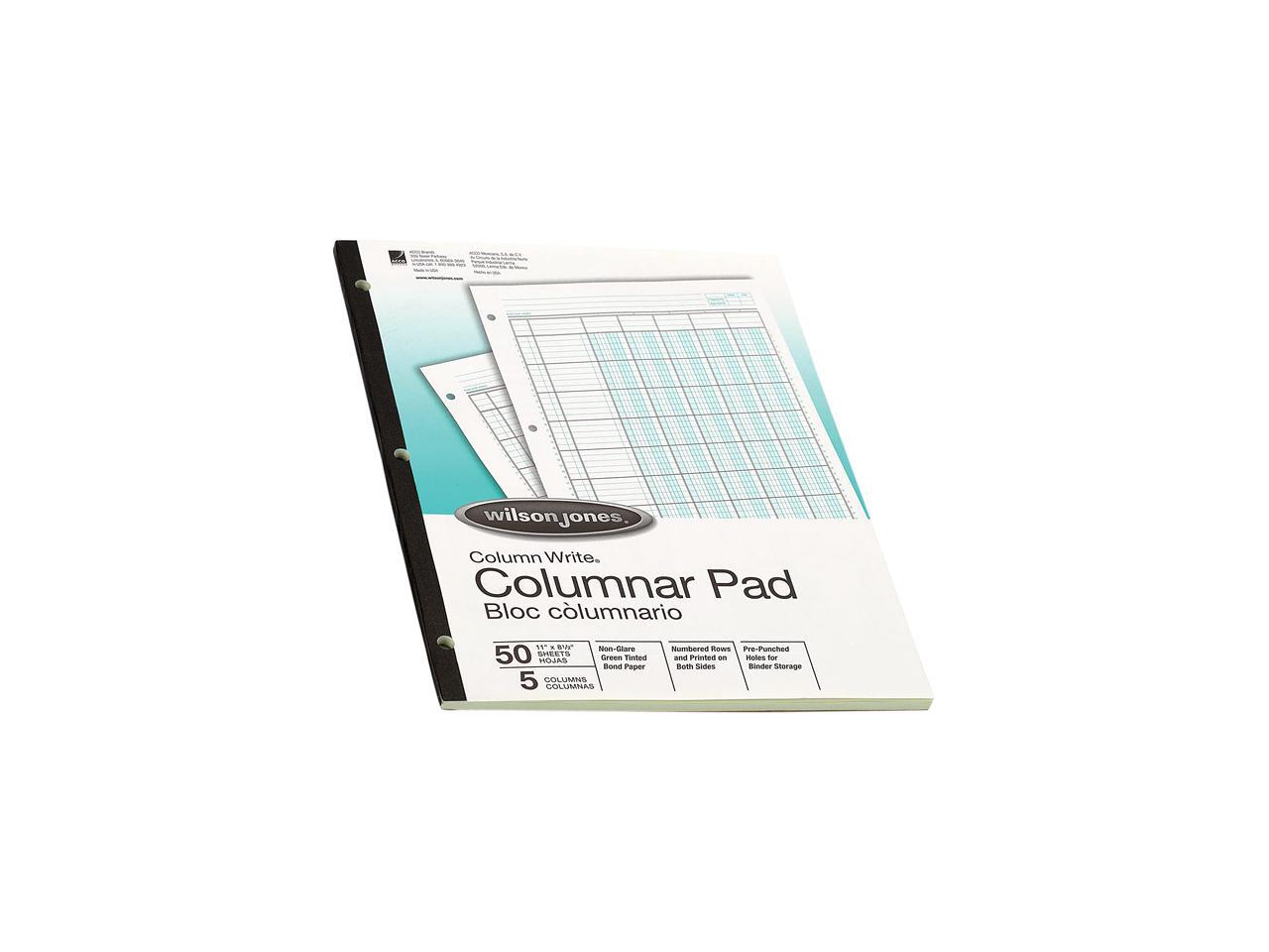 Wilson Jones WG7205A Column Write Pads, 8 1/2" x 11", 41 Lines, 5