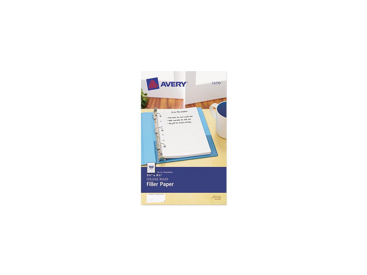 Avery 14230 Mini Binder Filler Paper, College Ruled, 5.50" x 8.50", 100