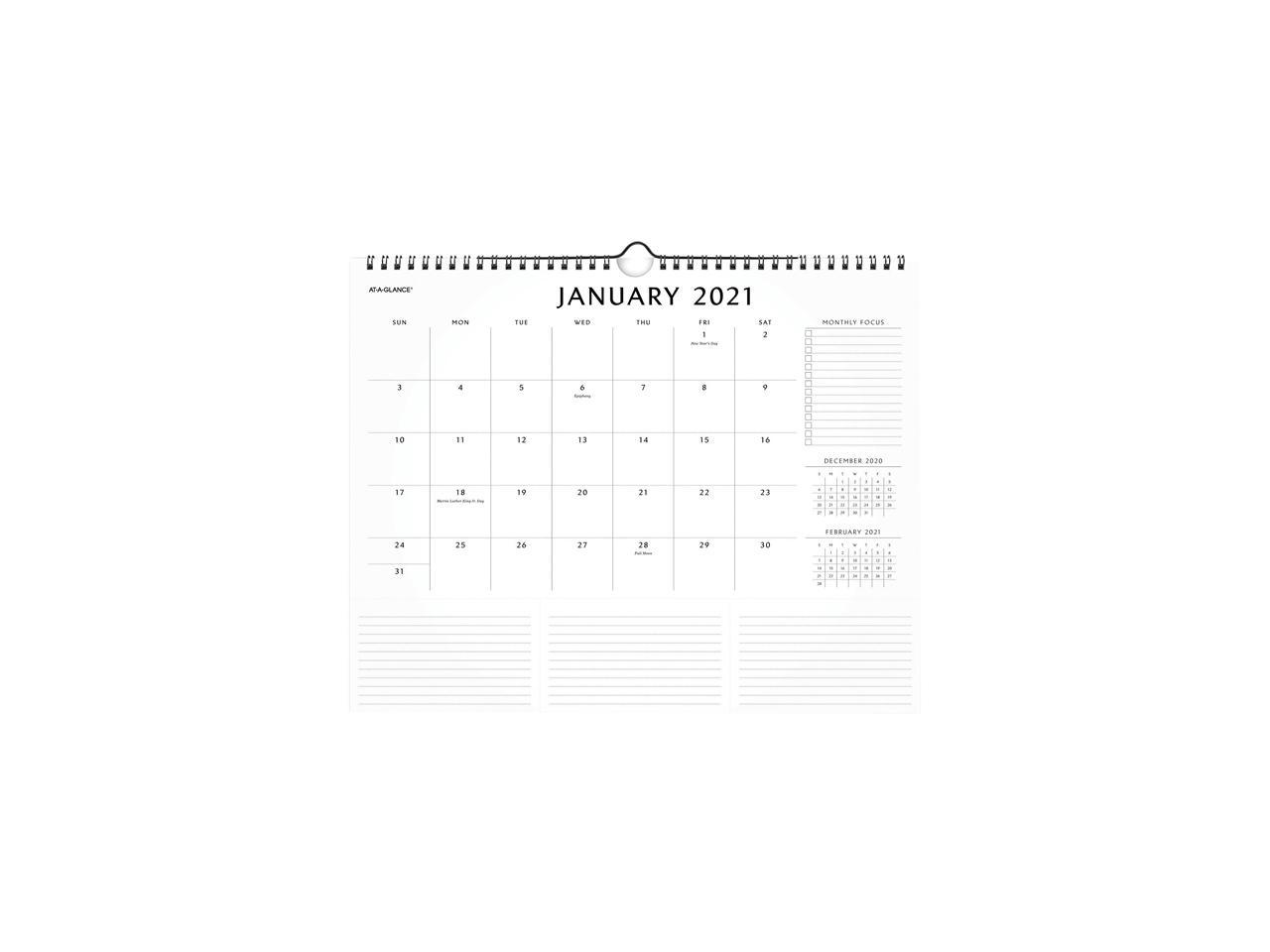 AT-A-GLANCE PM75828 Monthly Wall Calendar, 15" x 12", Black/White