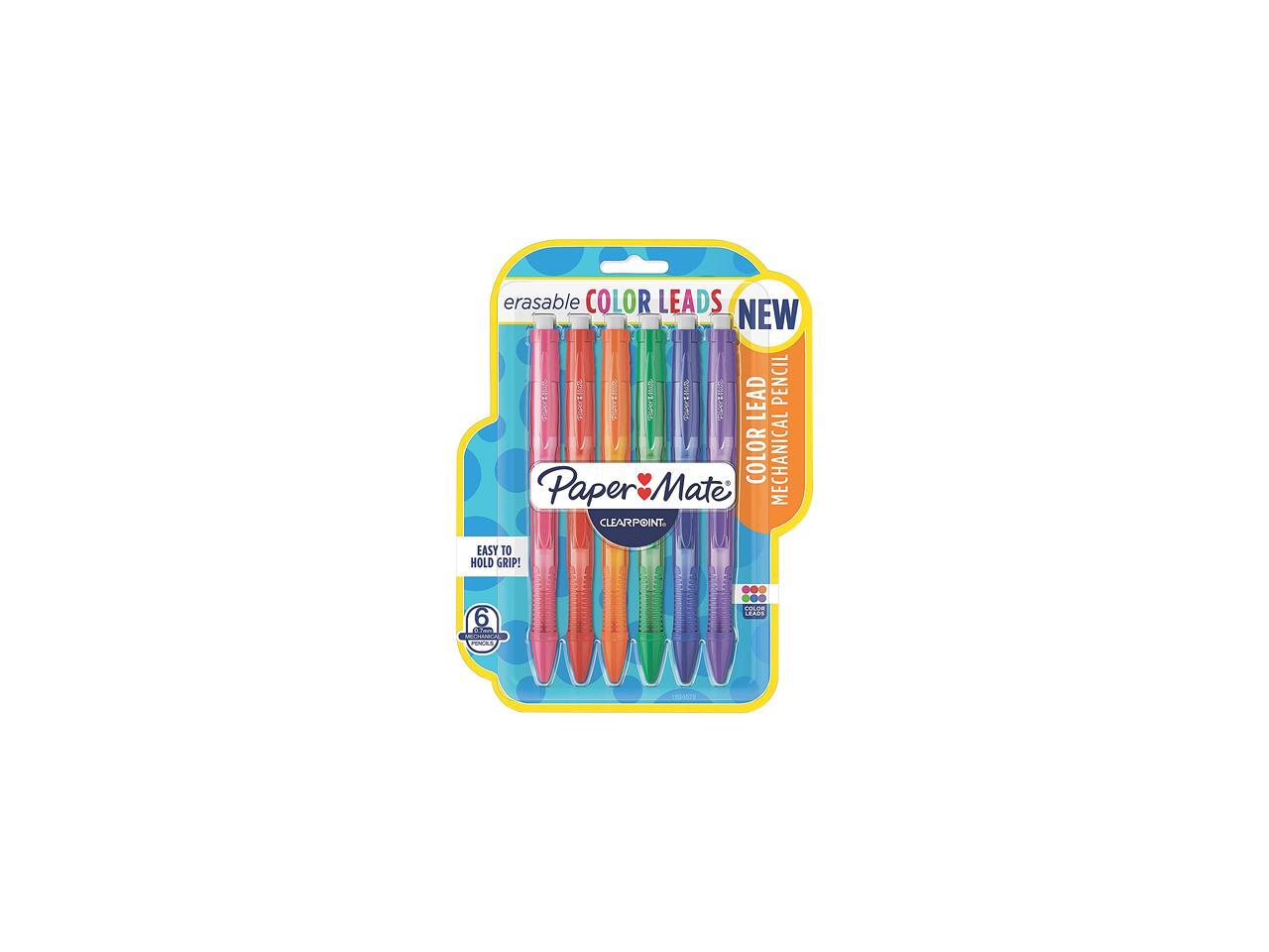 Paper Mate 1984678 Clearpoint Color Mechanical Pencils, 0.7 mm, Assorted Lead/Barrel Colors, 6