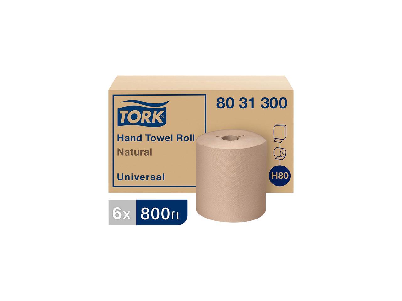 Tork 8031300 Universal Hand Towel Roll, Notched, 8" x 800 ft, Natural