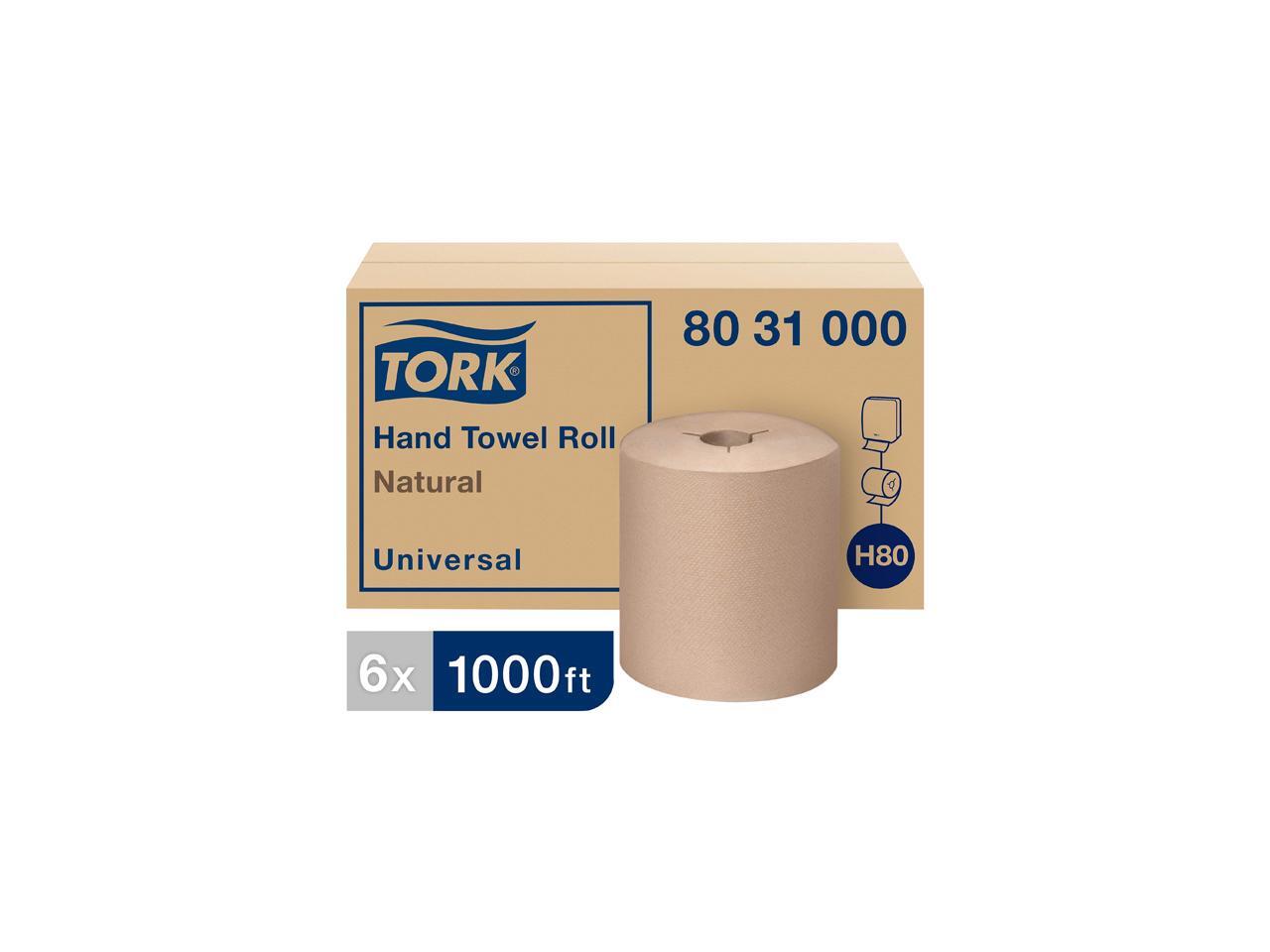 Tork 8031000 Universal Hand Towel Roll, Notched, 8" x 1000 ft, Natural
