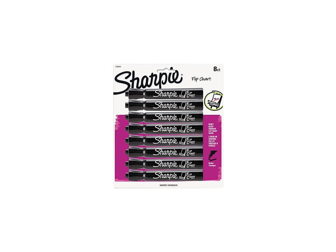 Sharpie 1760445 Flip Chart Marker, Bullet Tip, Black, 8 per Card
