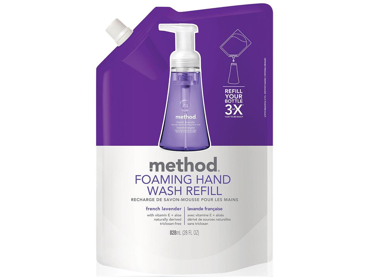 Method 01933CT Foaming Hand Wash Refill, French Lavender, 28 oz, 6/Carton