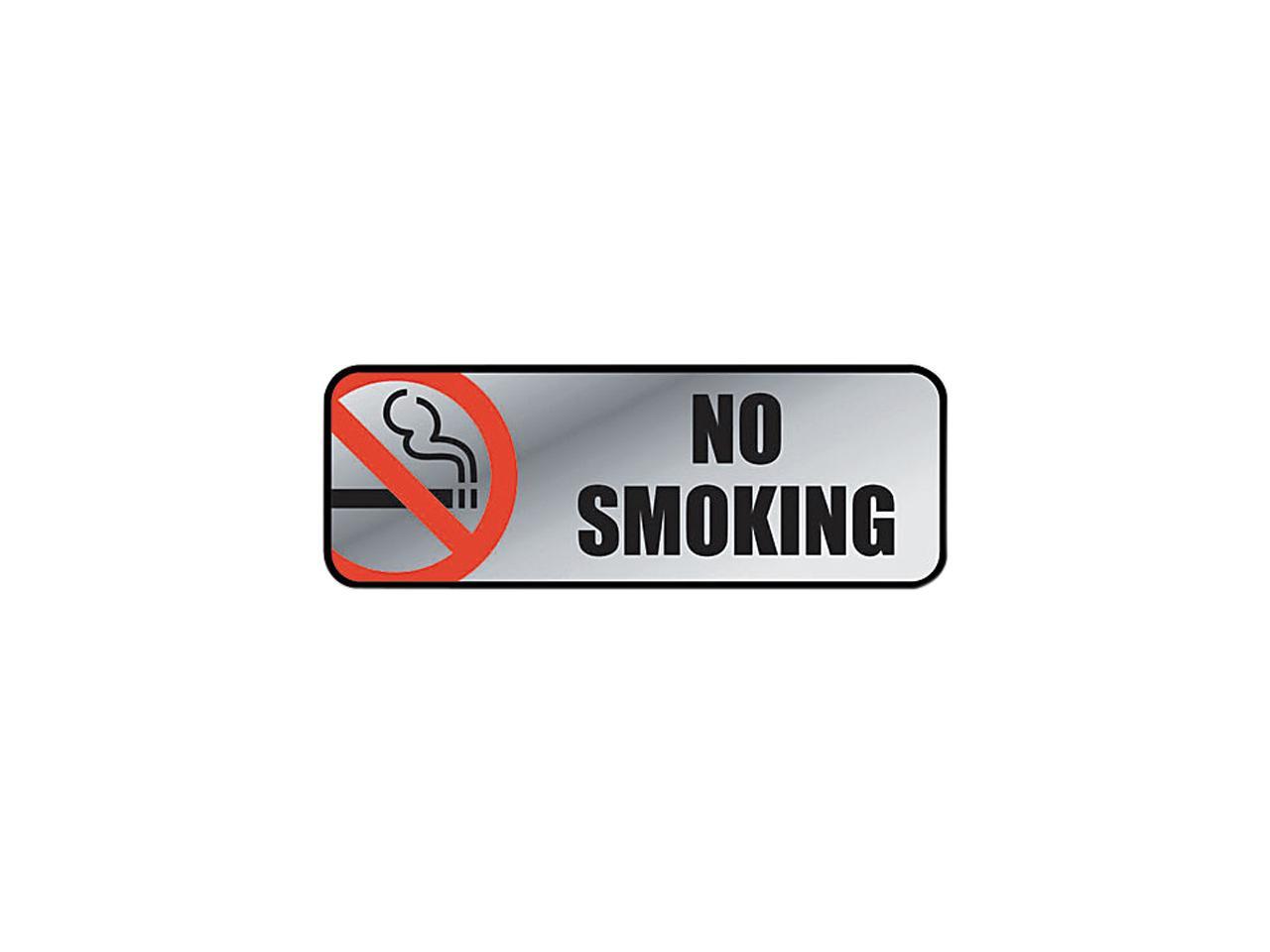 COSCO 098207 Brush Metal Office Sign, No Smoking, 9 x 3, Silver/Red ...