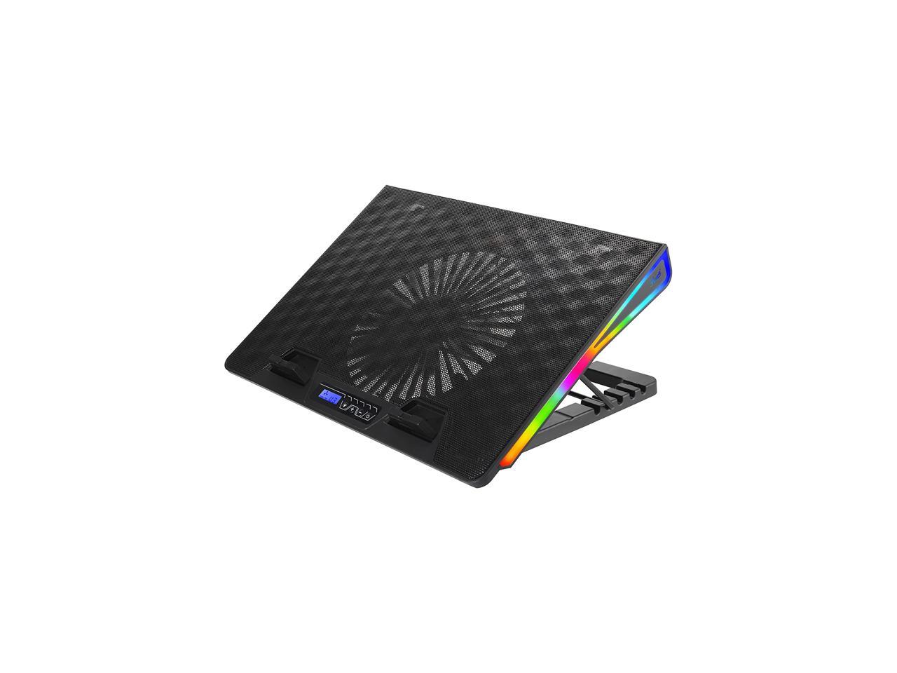 Rosewill RWNB17C Laptop Cooler, RGB Cooling Pad with Big 180mm Quiet Fan, Adjustable Angles, Lighting Modes and Fan Speeds, USB Ports, Metal Mesh for Optimal Cooling for 12 - 17 inch Notebooks