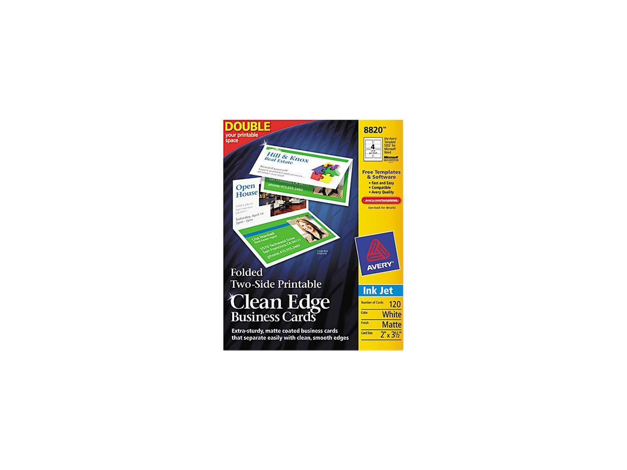 Avery 8820 Clean Edge Inkjet Business Cards, White, 2 3 1/2, 120/Pack ...