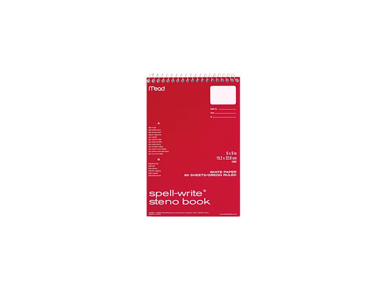 Mead 43082 Spell-Write Steno Book, Gregg Rule, 6 X 9, White, 80 Sheets ...