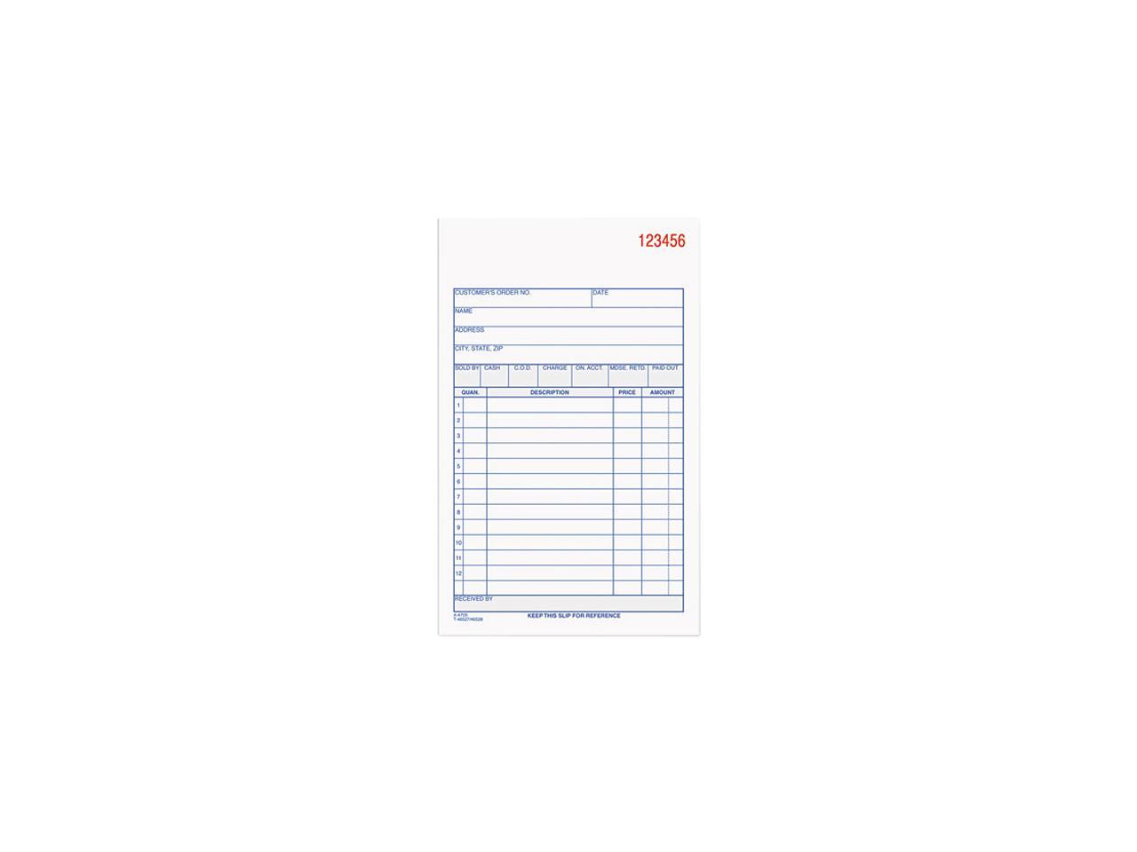 Adams TC4705 Carbonless Sales Order Book, Three-Part Carbonless, 4-3/16 ...