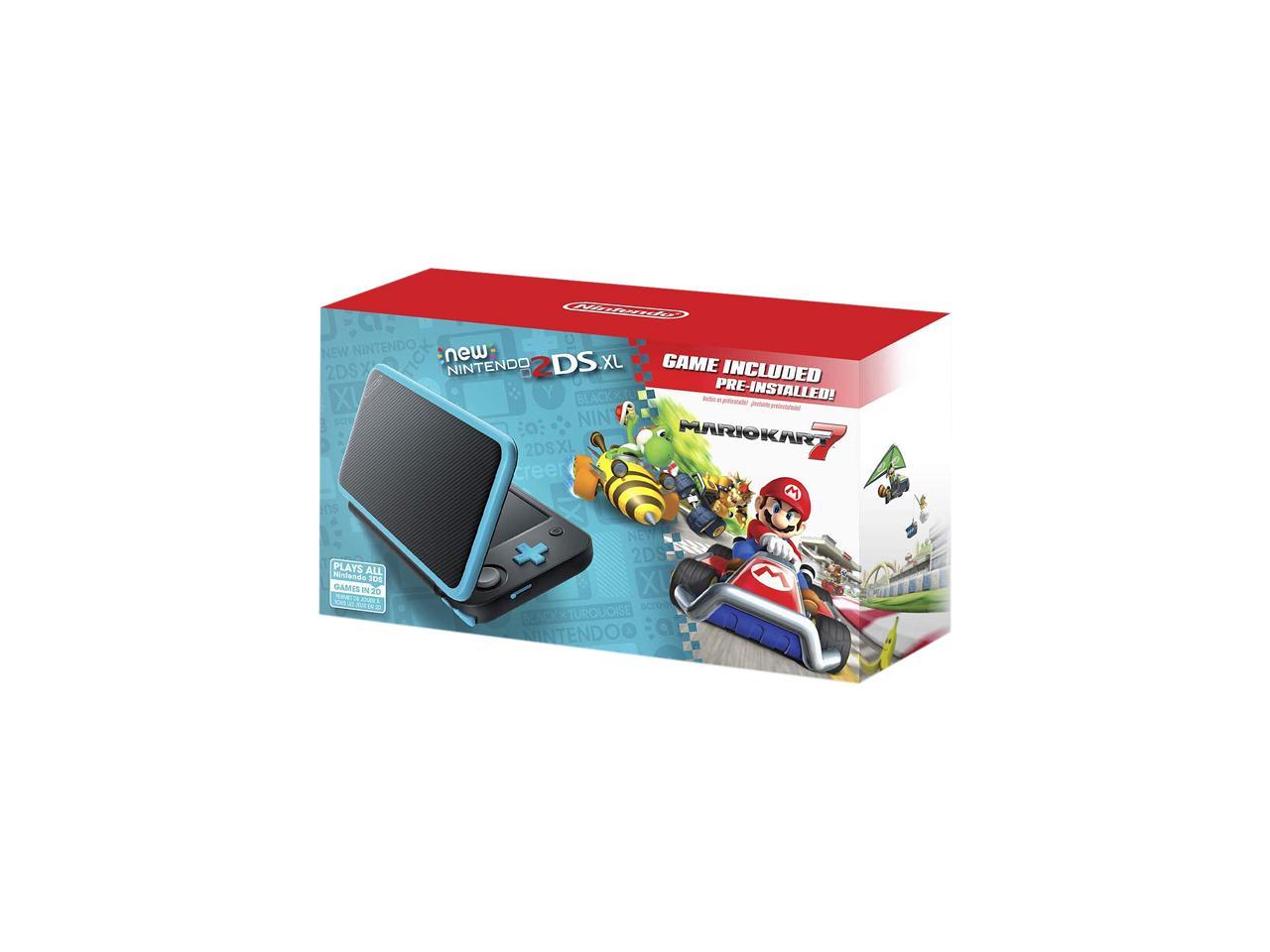 New Nintendo 2ds Xl Black Turquoise With Mario Kart 7 Pre Installed Newegg Com