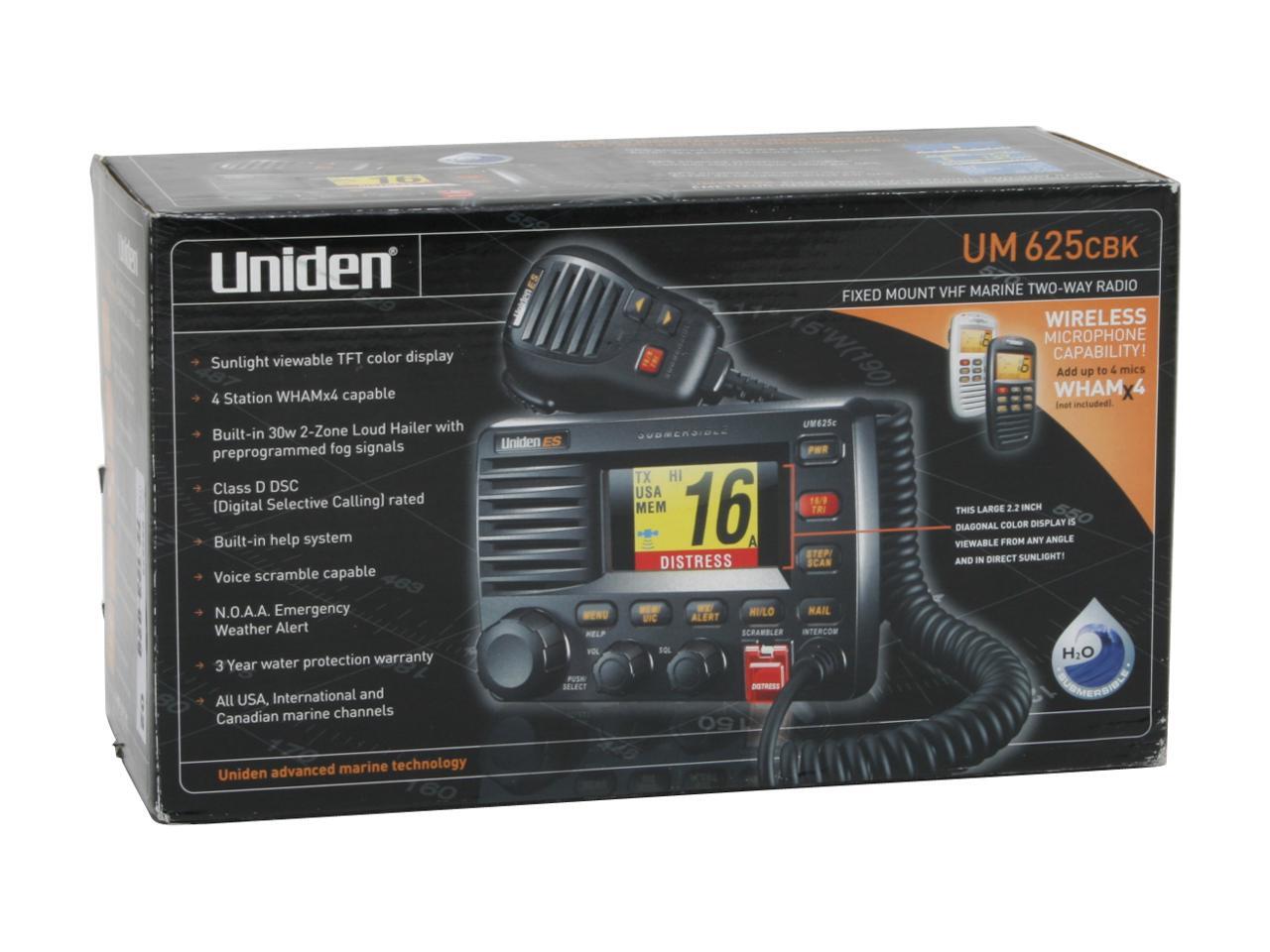 Uniden UM625CBK Fixed Mount VHF/Loud Hailer 30 Watt Marine Radio