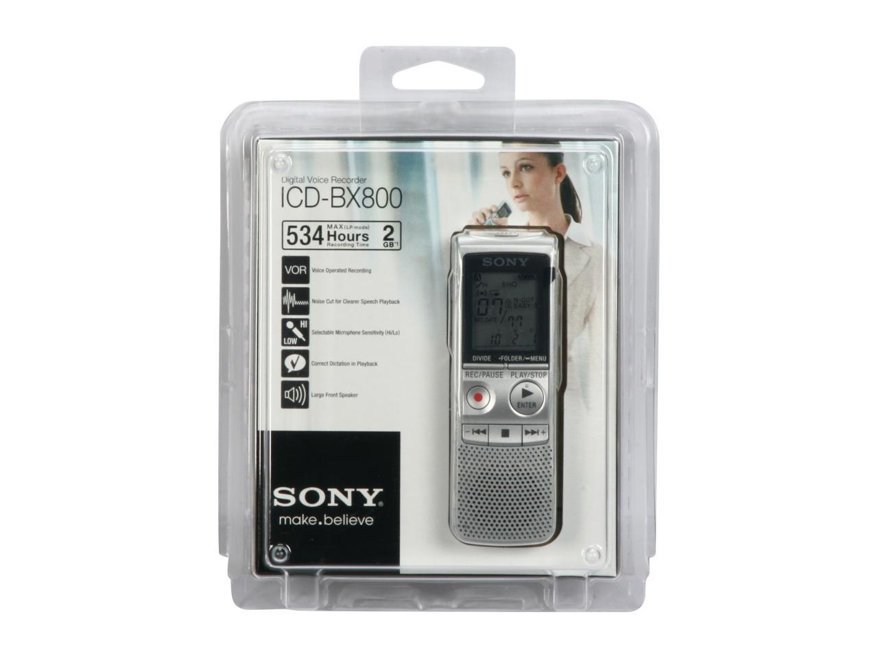 Details about   Sony ICD-BX800 2 GB Flash Memory Digital Voice Recorder Silver 