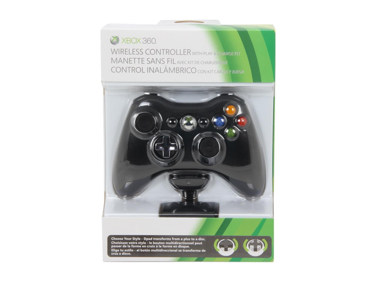 Xbox 360 Wireless Controller with Play & Charge Kit Black - Newegg.com