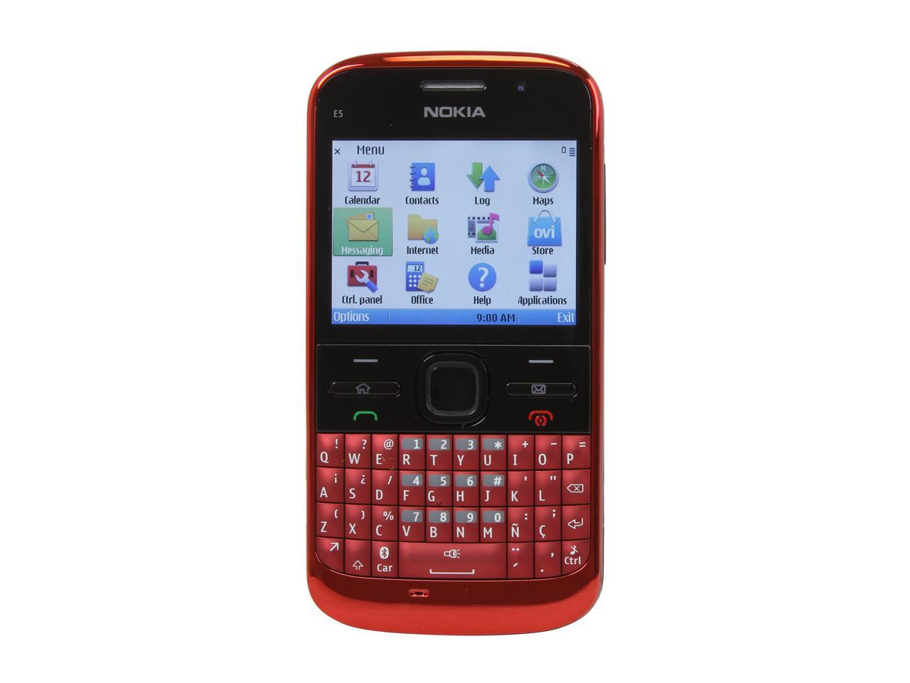 Nokia E5-00 Red 3G Unlocked GSM Smart Phone w/ 5MP Camera / GPS / Wi-Fi ...