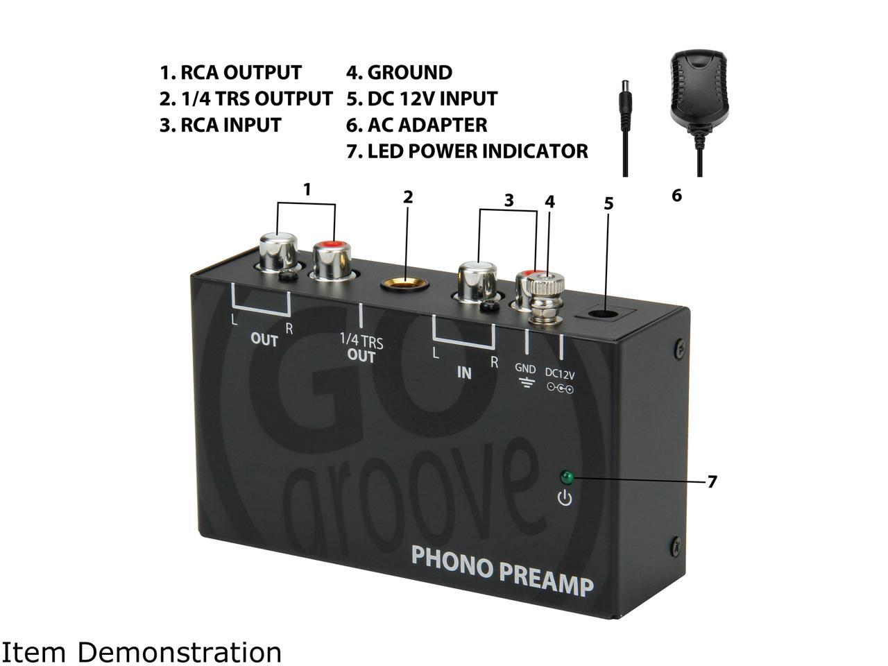GOgroove Ultra Compact Phono Turntable Preamp (Preamplifier) with 12