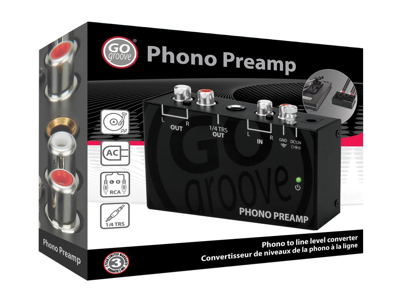 GOgroove Ultra Compact Phono Turntable Preamp (Preamplifier) with 12