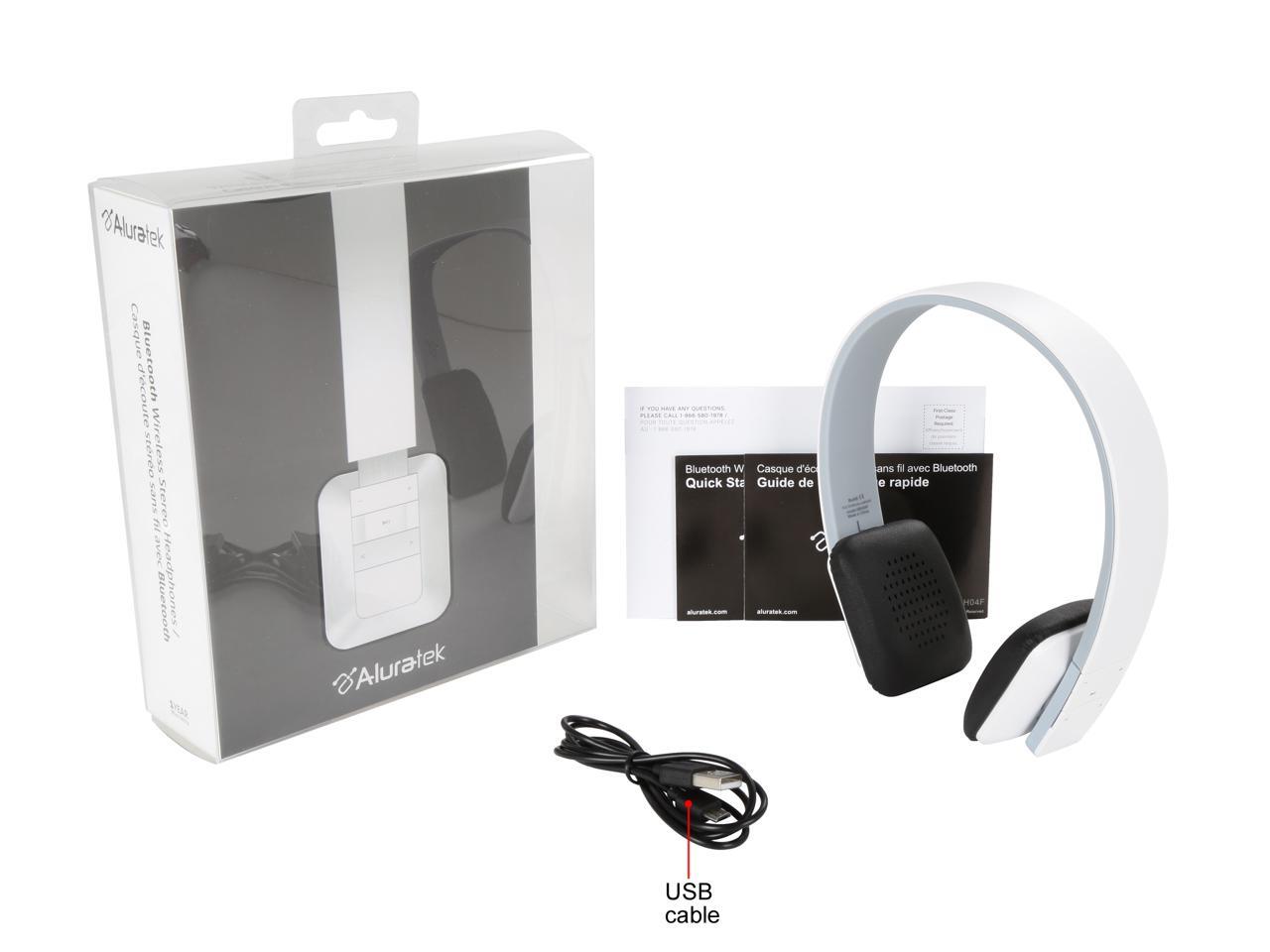 Aluratek White ABH04F Bluetooth Wireless Headphones
