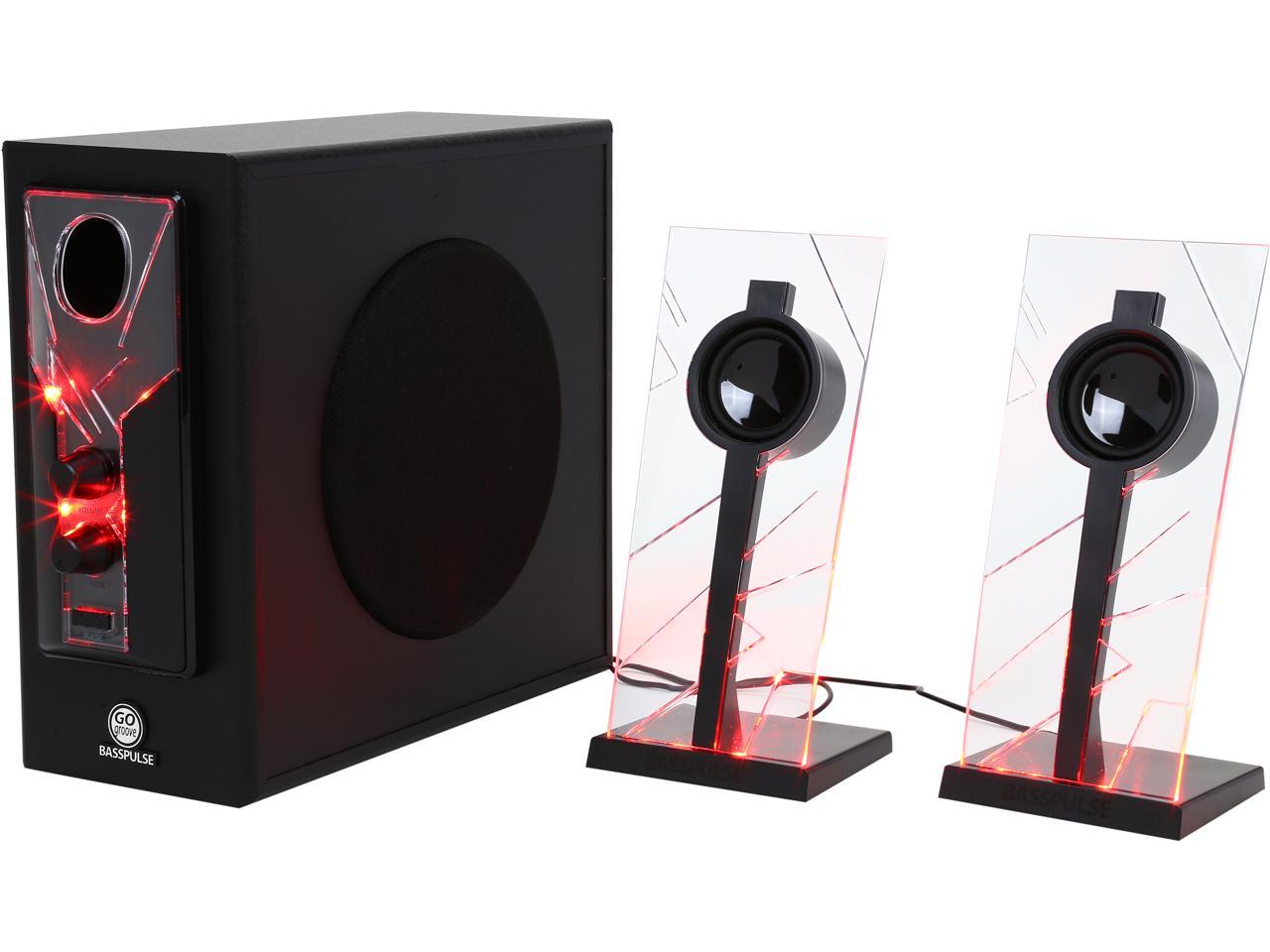 tiener Troosteloos slang Open Box: GOgroove BassPULSE 2.1 Computer Speakers with Red LED Glow Lights  and Powered Subwoofer - Gaming Speaker System for Music on Desktop, Laptop,  PC with 40 Watts, Heavy Bass - Newegg.com