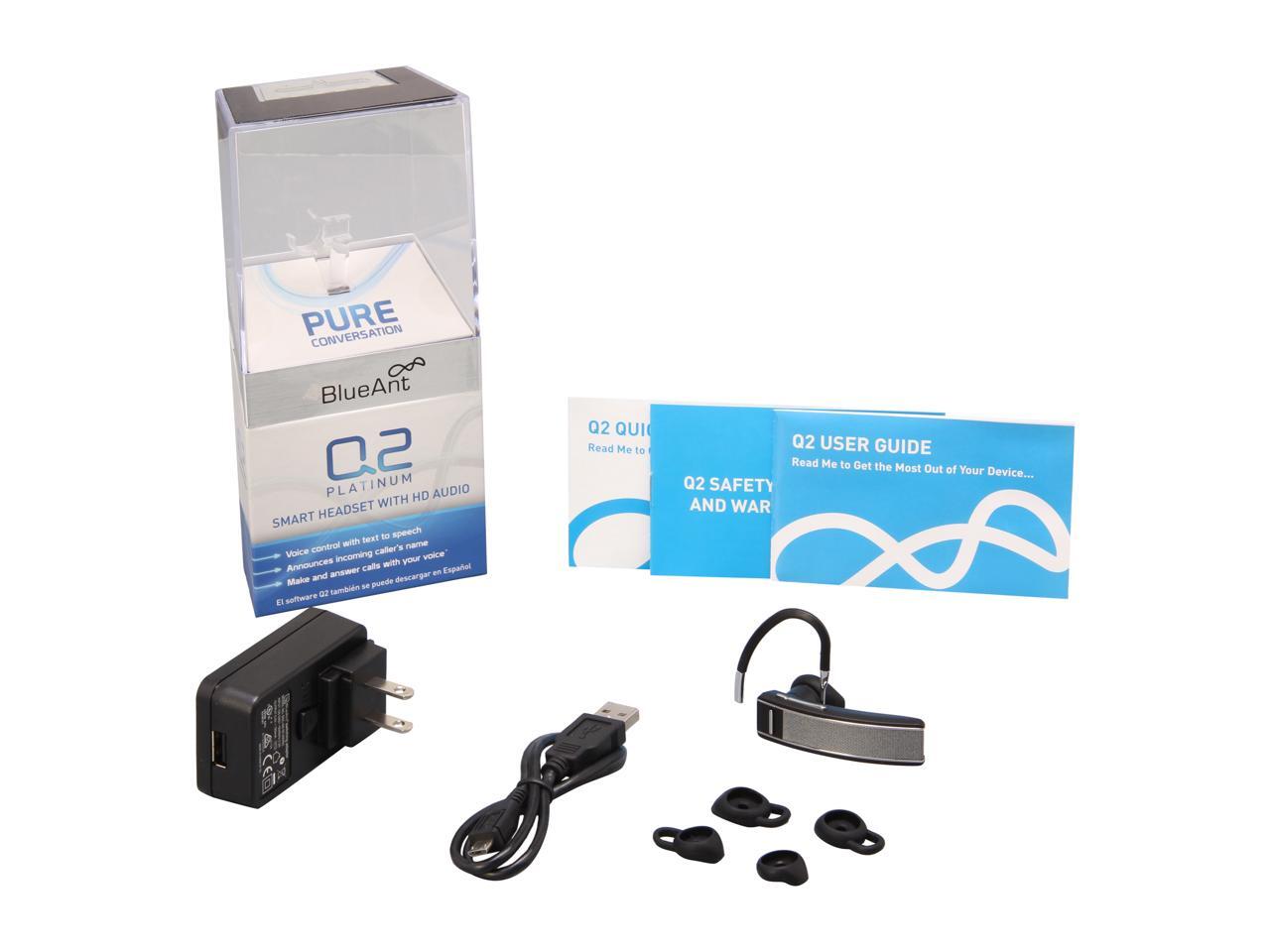 BlueAnt Q2 Platinum OverTheEar Bluetooth Headset w/ Voice Control