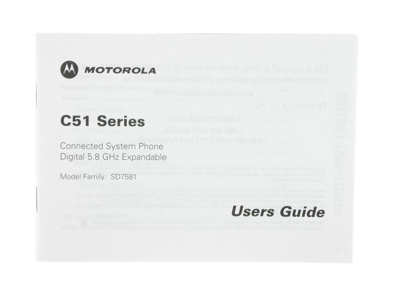 Motorola C51 SD7581 5.8 GHz Single Line Cordless Phone for sale online 